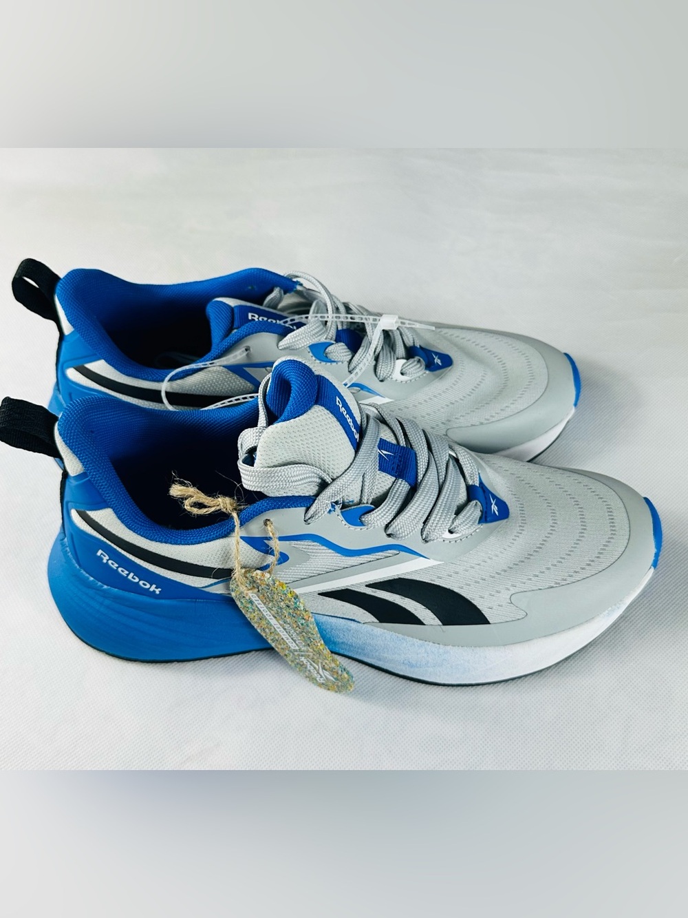 Reebox Men's Light Gray and Blue Athletic Running Shoes - Picture 6 of 11